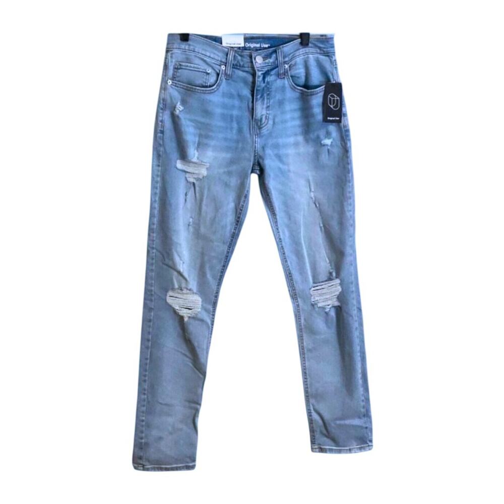Original Use Men’s Slim Fit Taper Jeans Light Wash Distressed 30x32 NWT